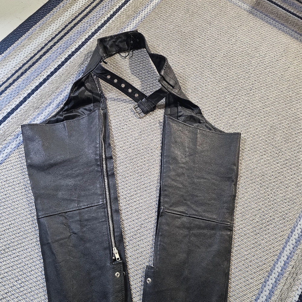 Leather chaps.